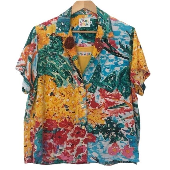 SET Jams World Vintage 90s Doyle Aloha Polynesian Floral Shirt + Tank Top Medium - Picture 1 of 12